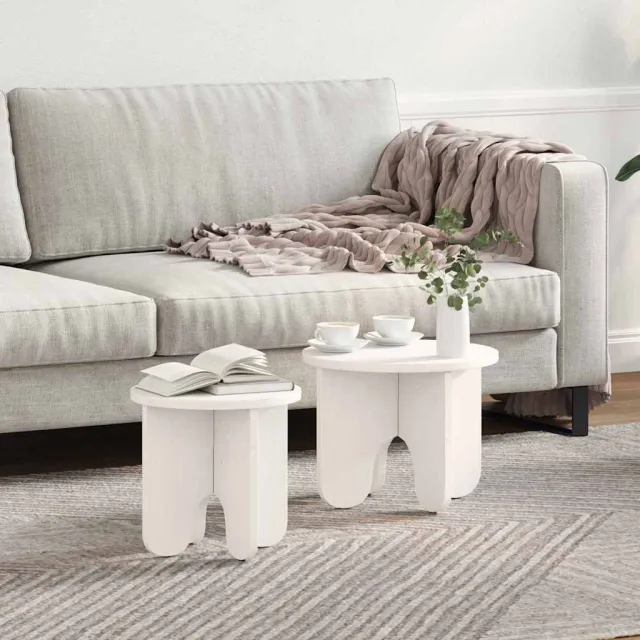 vidaXL Salontafel 2 st Wit 39.5 x 39.5 x 30 cm Massief grenenhout, foto 2