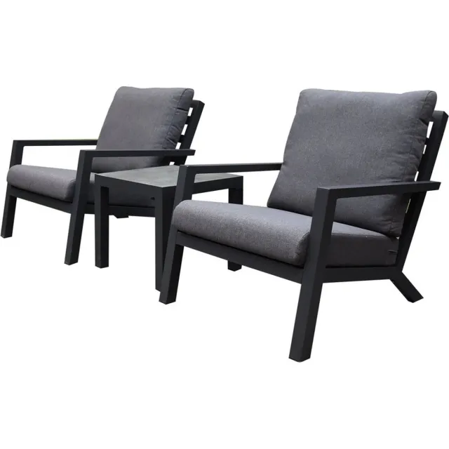 AVH-Collectie Malaga lounge balkonset 3 delig antraciet aluminium