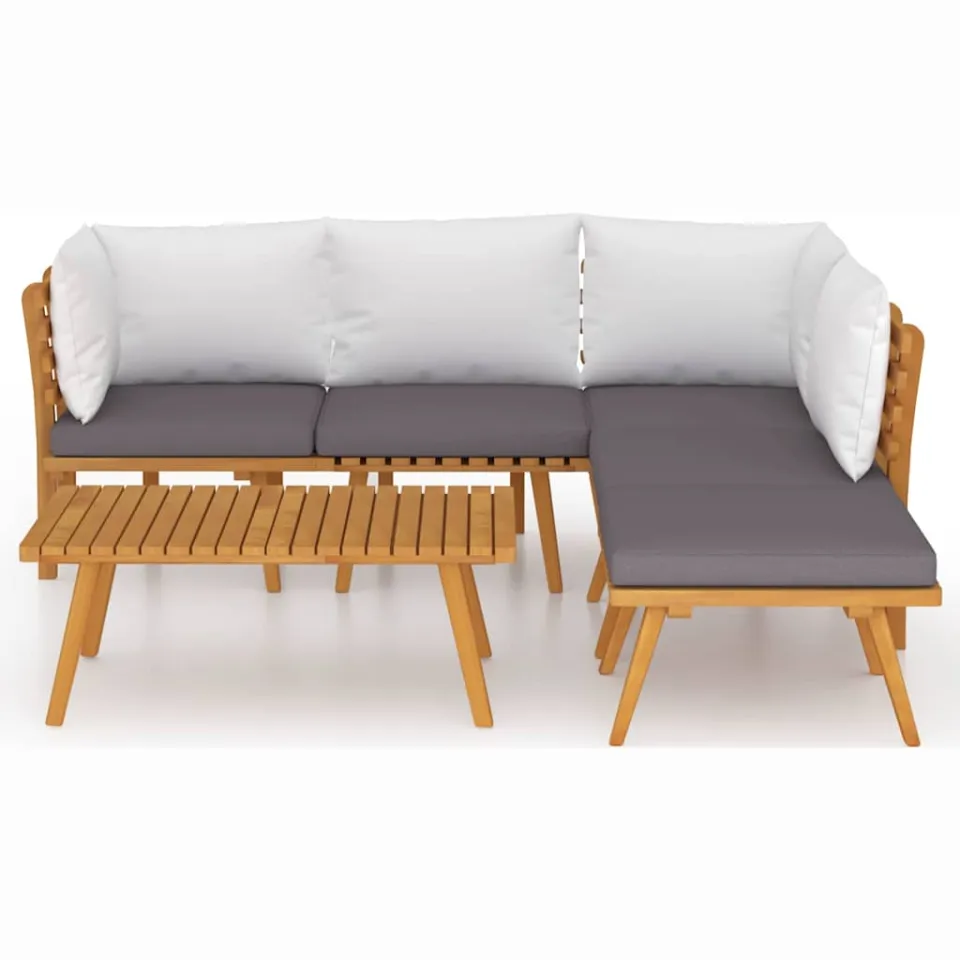 vidaXL 6-delige Loungeset met kussens massief acaciahout Bruin