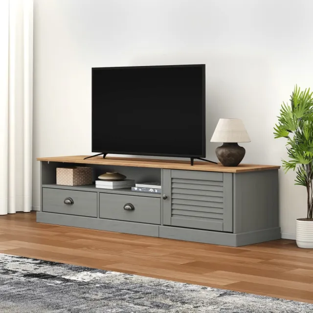 vidaXL Tv-meubel VIGO 156x40x40 cm massief grenenhout grijs, foto 2