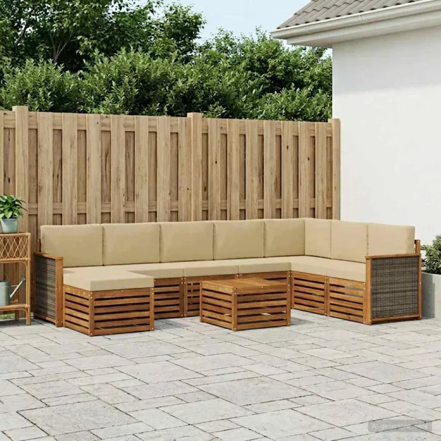 vidaXL Buiten bankenset 9 st 8-zits Natuurlijk en Beige