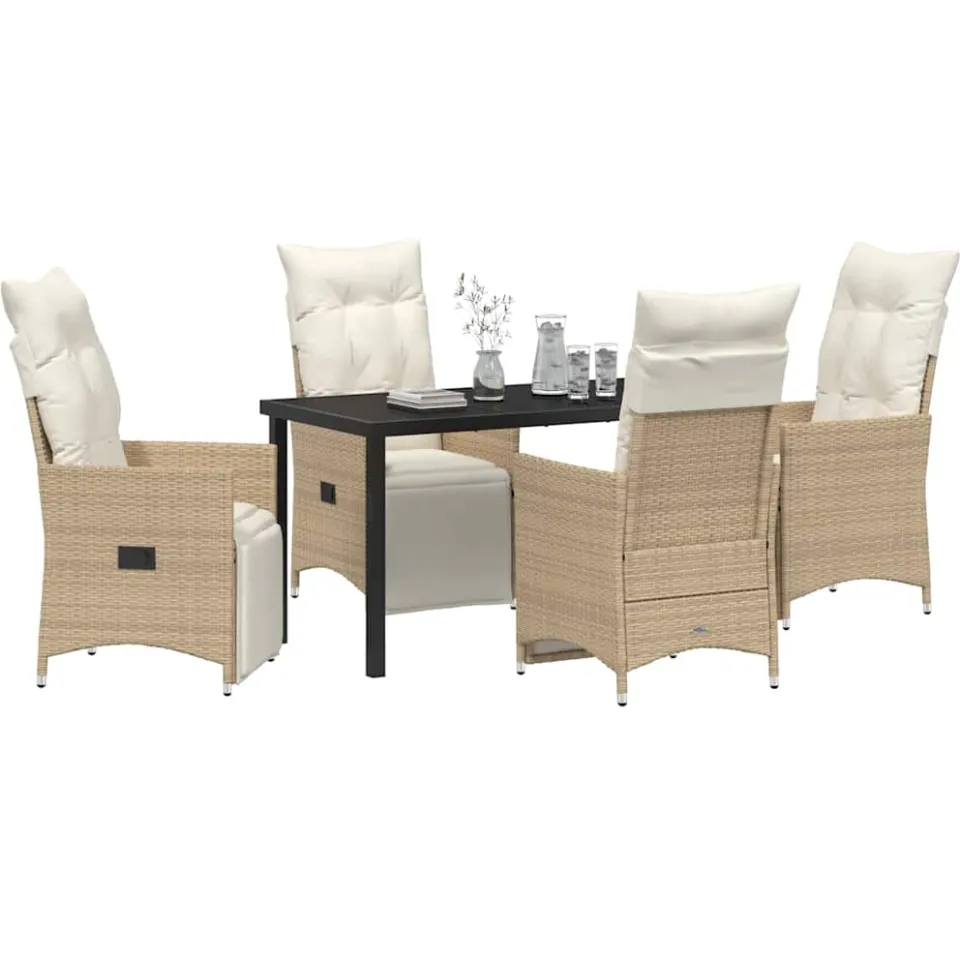 vidaXL Tuin eettafelset 5 st Beige poly rattan