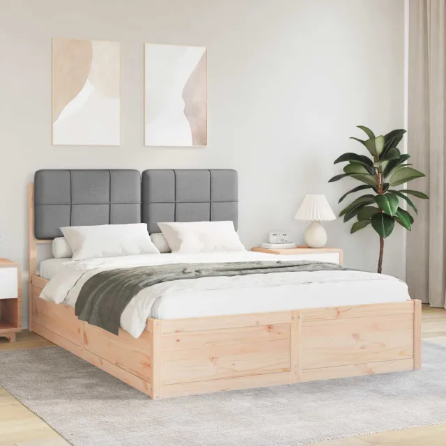 vidaXL Bedframe met Gevoerd Hoofdgedeelte Lichtgrijs 150 x 200 cm
