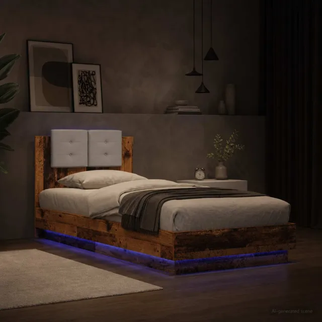 vidaXL Bedframe met Hoofdeinde Oud hout Bewerkt hout bruin