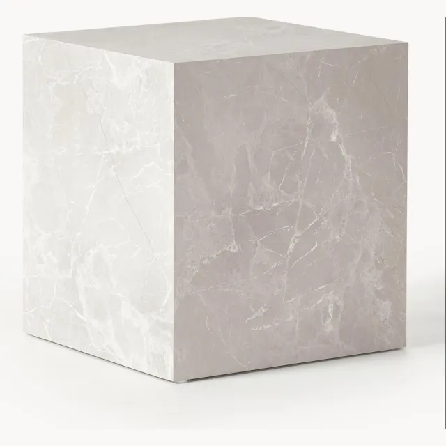 Westwing Collection Bijzettafel Lesley met travertijn effect Beige