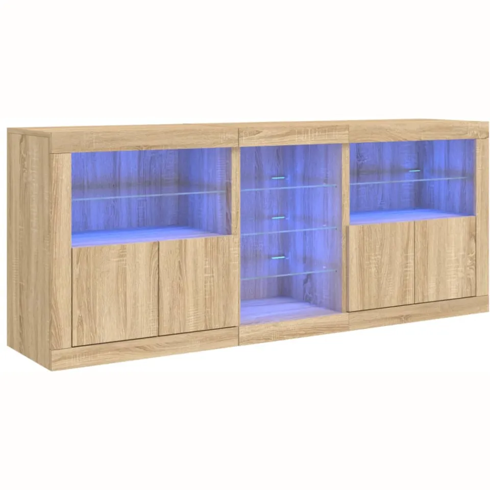 vidaXL Dressoir met LED-verlichting 162x37x67 cm sonoma eikenkleurig, foto 3