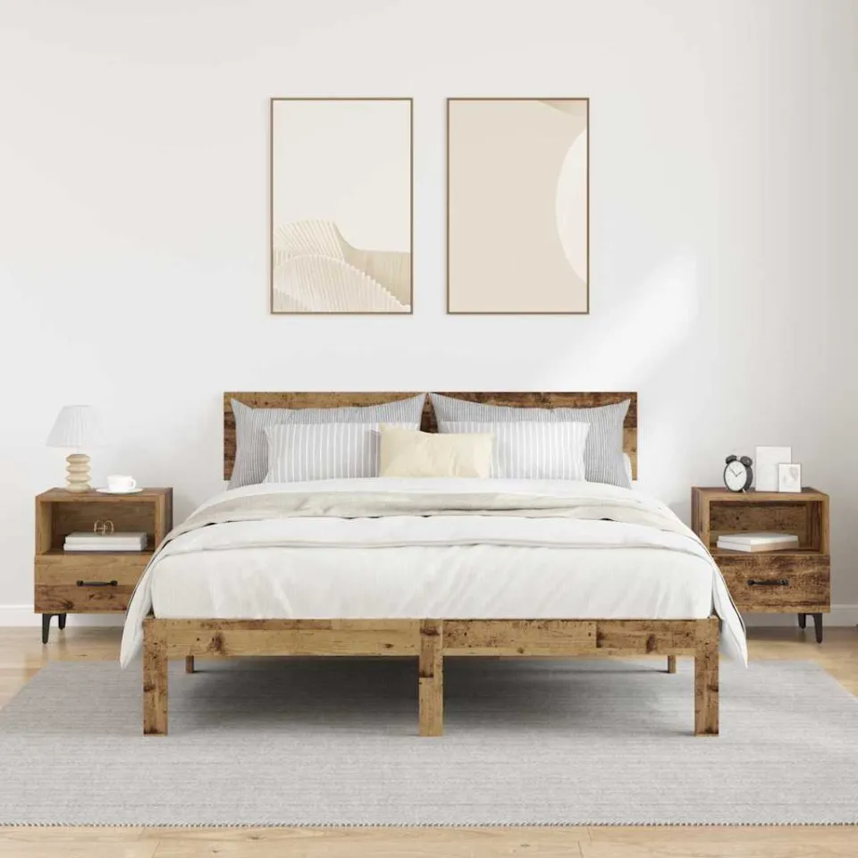 vidaXL Nachtkastje 2 st Oudhout 40 x 35 x 47,5 cm Bewerkt hout bruin, foto 4