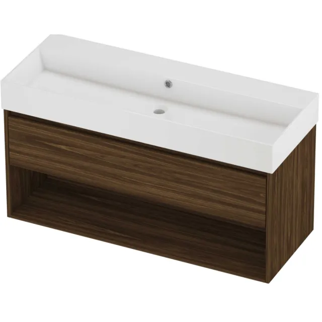 Proline Zara Badmeubelset Porselein Loft 120x46x65 cm Glans Wit Cabana Oak Eiken