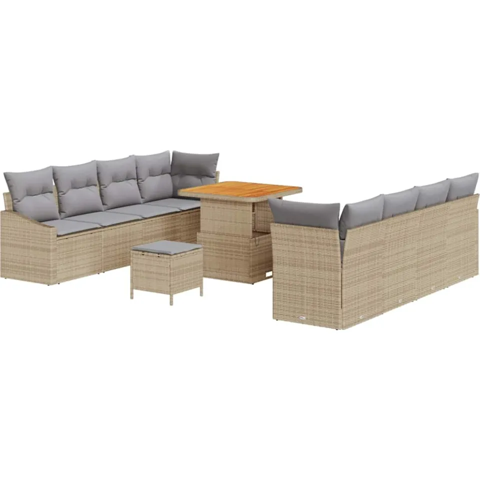 vidaXL Tuinbankenset 11 st Beige poly rattan