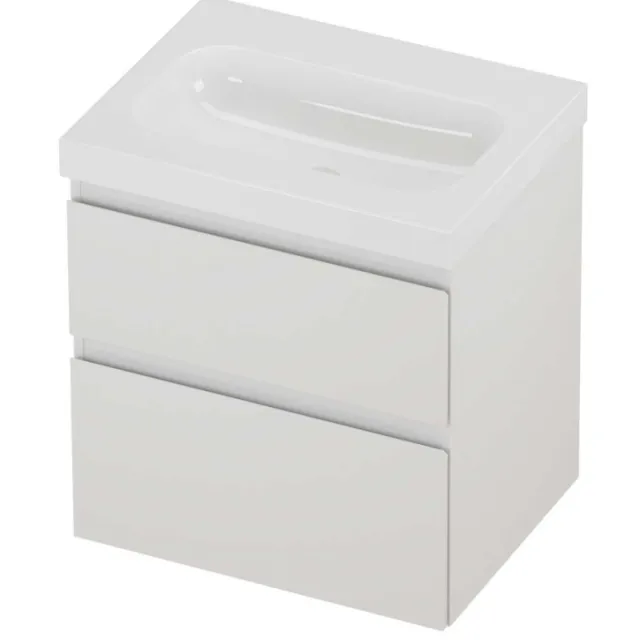 Proline Haga Badmeubelset Polystone Mezza Zonder Kraangat 60x46x66 cm Glans Wit Glans Wit