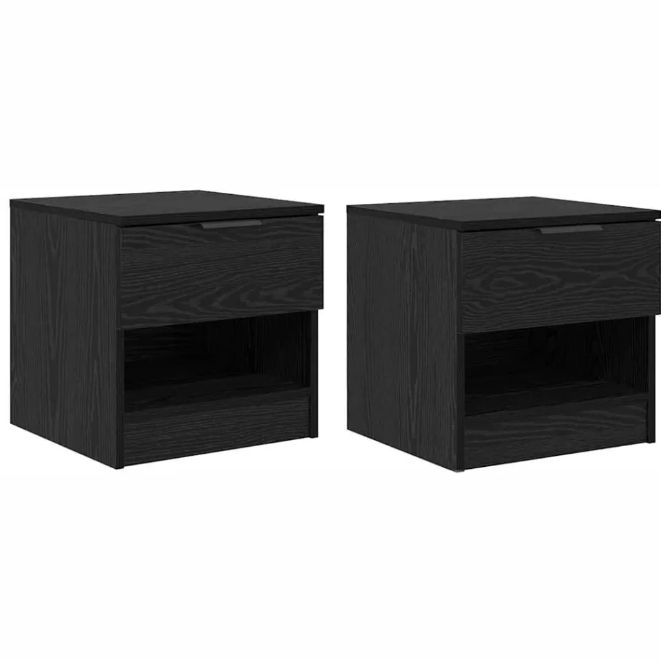 vidaXL Bed kast 2 st Zwart Eiken 40 x 39 x 40cm Bewerkt hout, foto 3