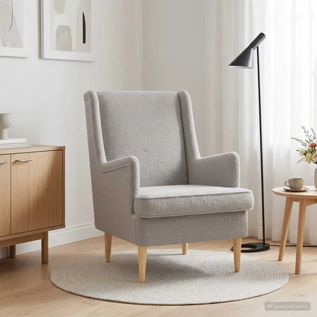 vidaXL Fauteuil Lichtgrijs Bouclé