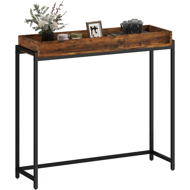 Homcom Consoletafel - Sidetable - Haltafel - Rustiekbruin Rustiek Bruin, Zwart