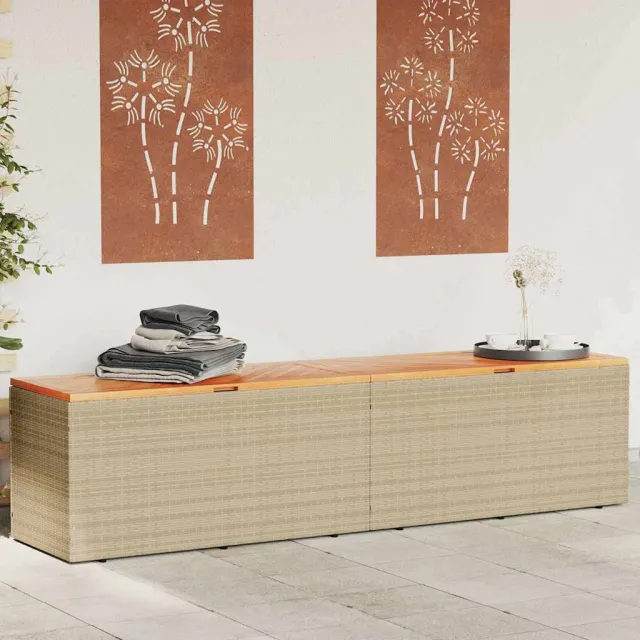 vidaXL Tuinbox 220x50x54 cm poly rattan en acaciahout beige, foto 2