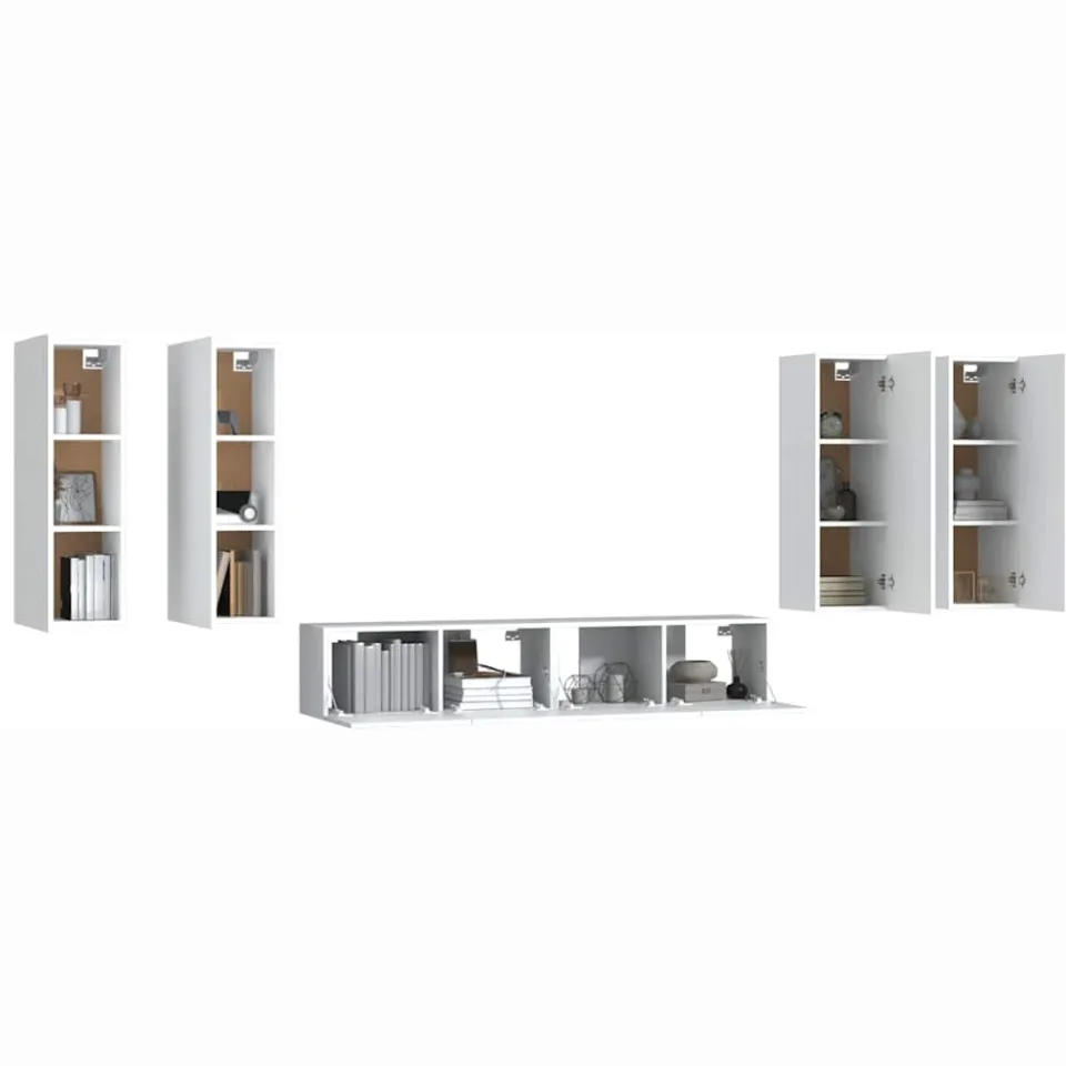 vidaXL 6-delige Tv-meubelset bewerkt hout wit