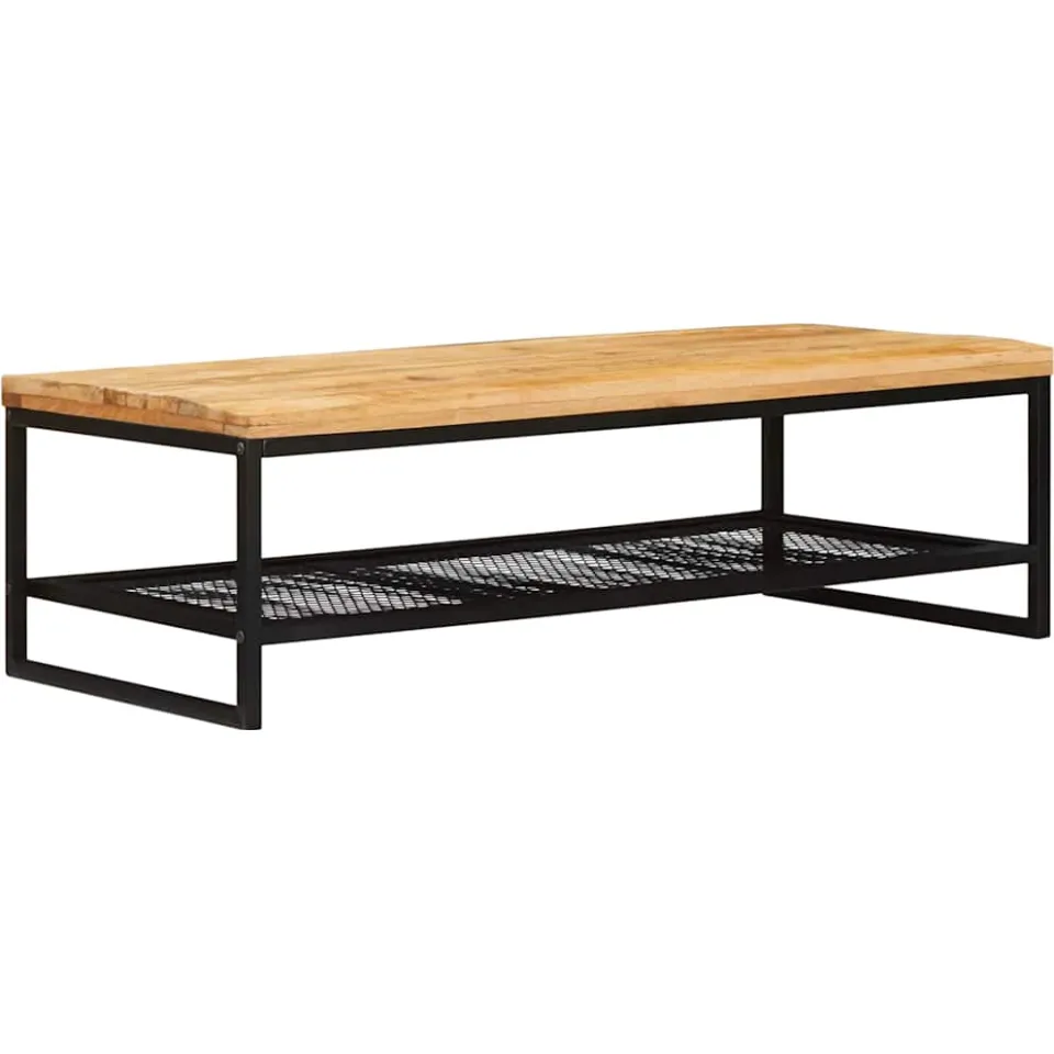 vidaXL Salontafel Bruin en zwart 110 x 55 x 35 cm Massief Mango Hout