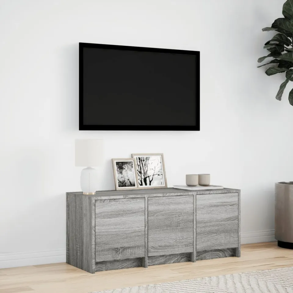 vidaXL Tv-meubel met LED 97x34x40 cm bewerkt hout grijs sonoma eiken, foto 3