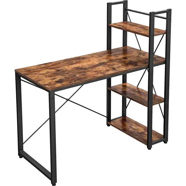 Viking Choice Computerbureau vintage 120 cm met legplanken bruin-zwart bruin zwart