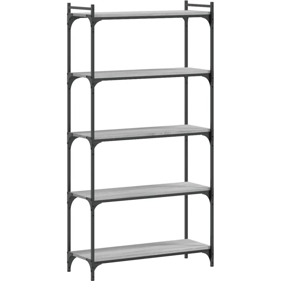 vidaXL Boekenkast 5-laags 80x30x154 cm bewerkt hout grijs sonoma eiken, foto 3