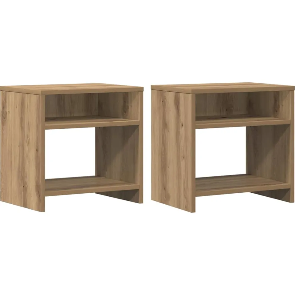 vidaXL Nachtkastjes 2 st 40x30x40 cm bewerkt hout artisanaal eiken Bruin