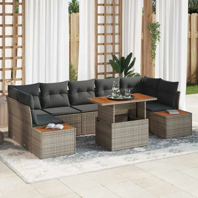 vidaXL Tuin Sofa Set 8 st Grijs Poly riet, foto 2