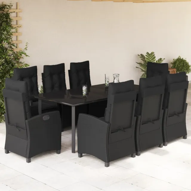 vidaXL 9-delige Tuinset poly rattan zwart, foto 2