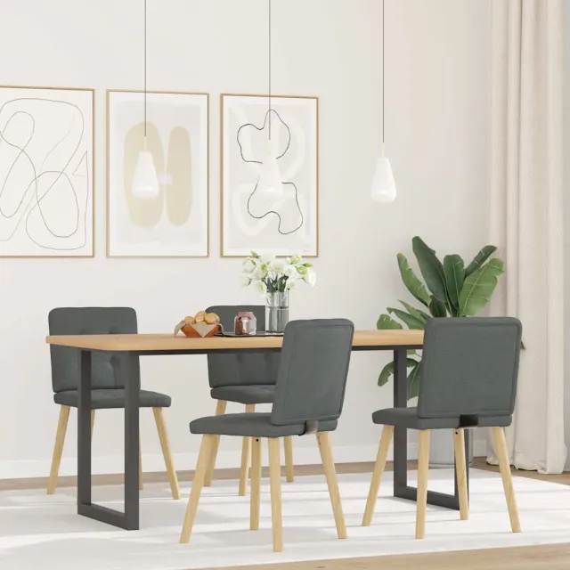 vidaXL Eetkamerstoelen 4 st stof donkergrijs grijs, foto 2