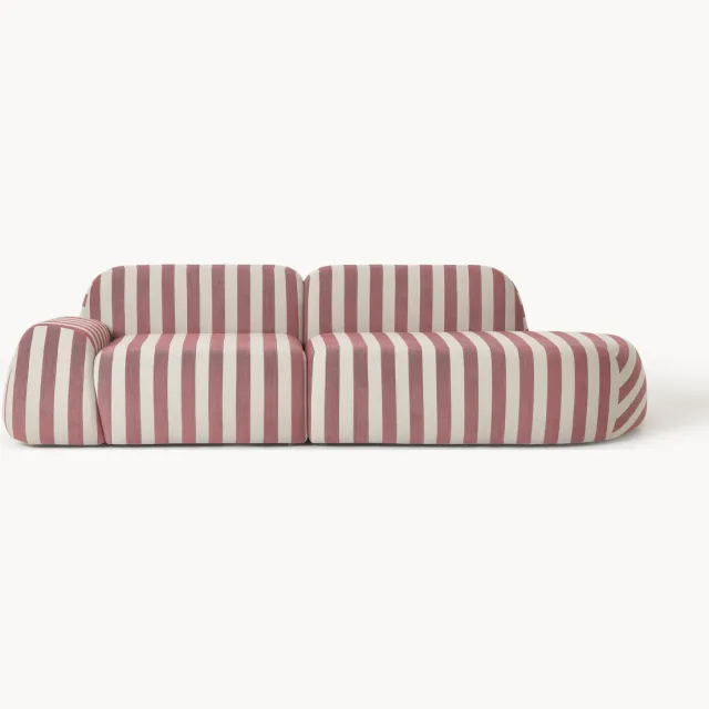 Westwing Collection Modulaire teddy chaise longue Wolke (3-zits) Wijnrood