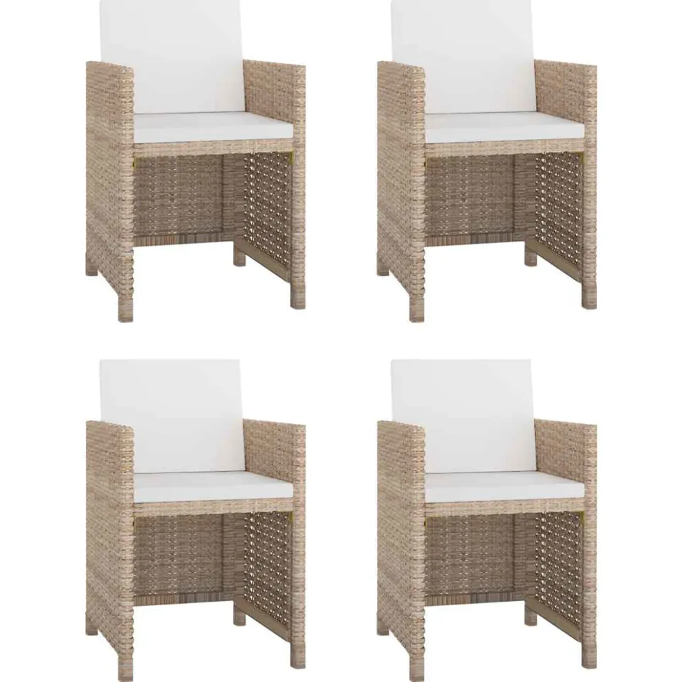 vidaXL 5-delige Tuinset met kussens poly rattan beige