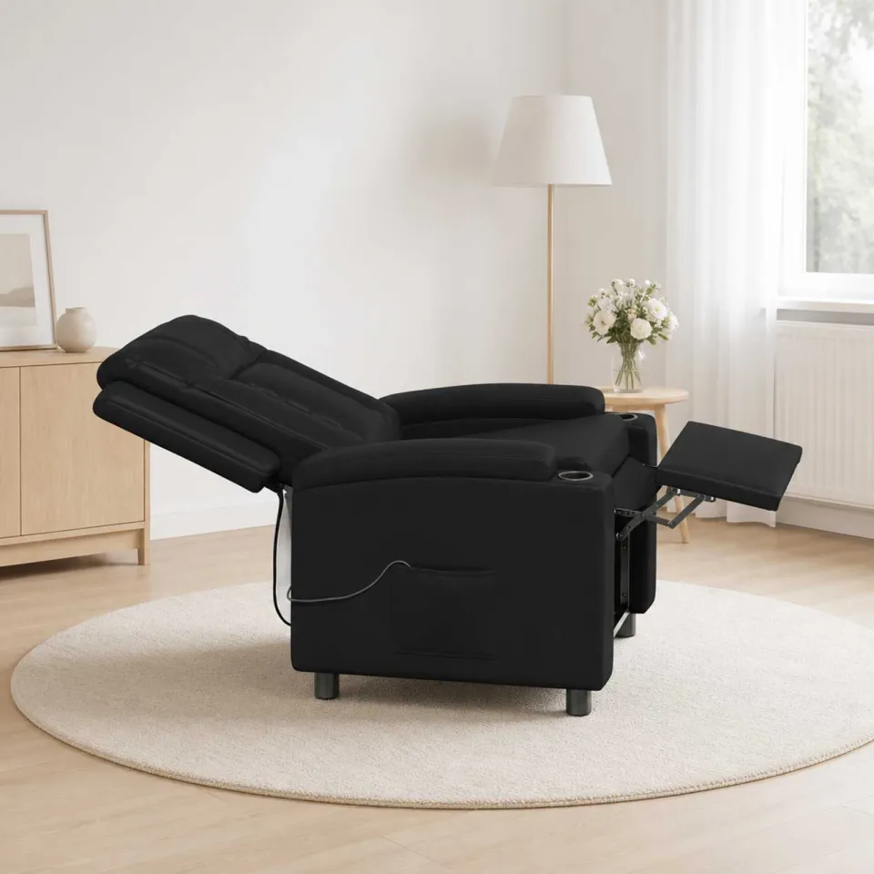 vidaXL Massage-relaxstoel Zwart 75 x 95 x 100 cm Stof, foto 4