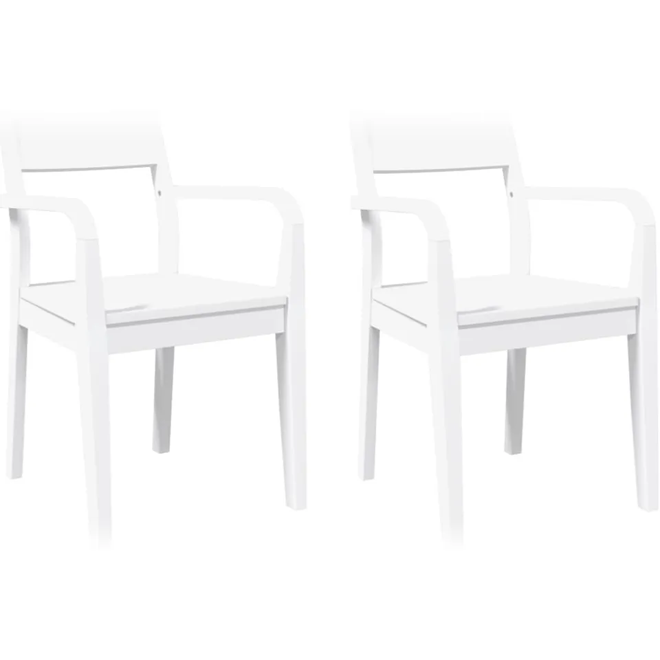 vidaXL Eetkamerstoelen 2 st massief hout rubber wit