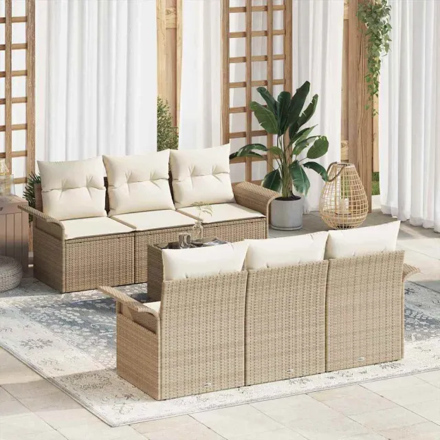 vidaXL Tuin Sofa Set 7 st Beige poly rattan