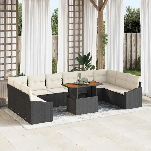 vidaXL Tuin Sofa Set 11 st Zwart Poly riet, foto 2