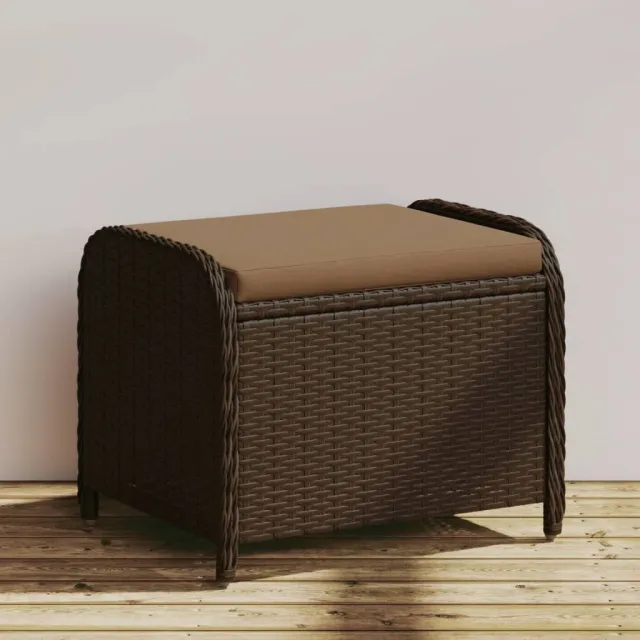 vidaXL Tuinkruk met kussen 58x46x46 cm poly rattan bruin, foto 2