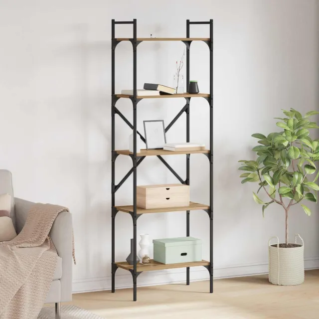 vidaXL Boekenkast 5-laags 56 x 32 x 174 cm Bewerkt hout Artisan Eiken, foto 2