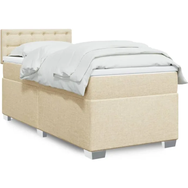 vidaXL Boxspring met matras stof crèmekleurig 90x200 cm