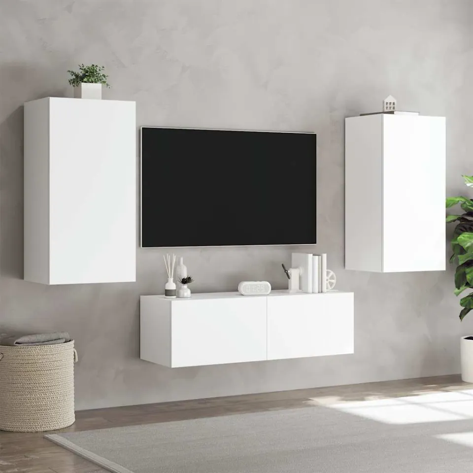 vidaXL Tv-wandmeubel met LED-verlichting 40,5x35x80 cm wit, foto 4