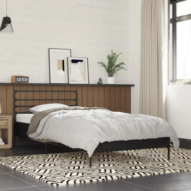 vidaXL Bedframe bewerkt hout en metaal zwart 75x190 cm