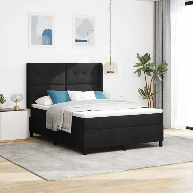 vidaXL LED Box Spring Bed met hoofdeinde Zwart 160 x 200 cm Stof