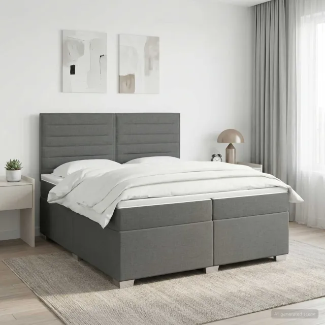vidaXL Boxspringbed met matras Donkergrijs 200 x 200 cm Stof
