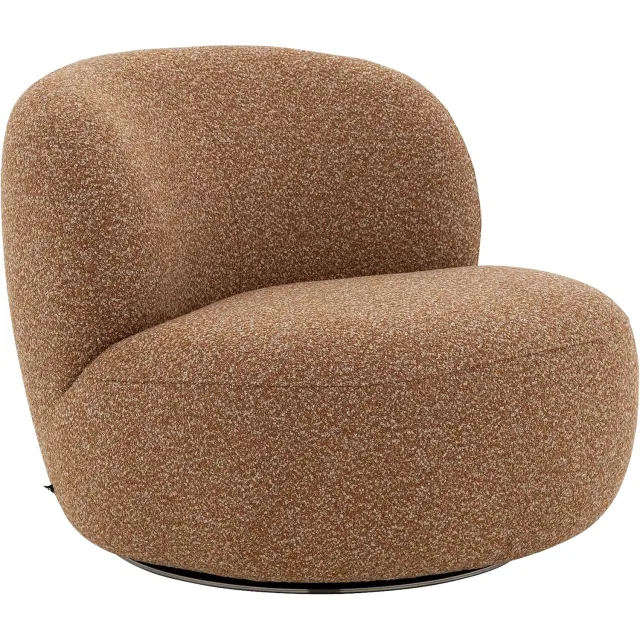 Goossens Draaifauteuil Avi, Draaifauteuil stof gemeleerd fijn geweven brique