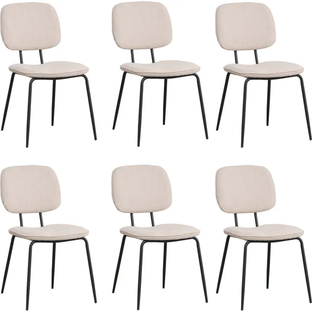 Bronx71 Scandinavische eetkamerstoel Ivar gerecyclede stof beige - Eetkamerstoelen set van 6 - stoel