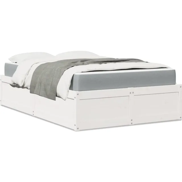 vidaXL Bed met matras massief grenenhout wit 140x190 cm