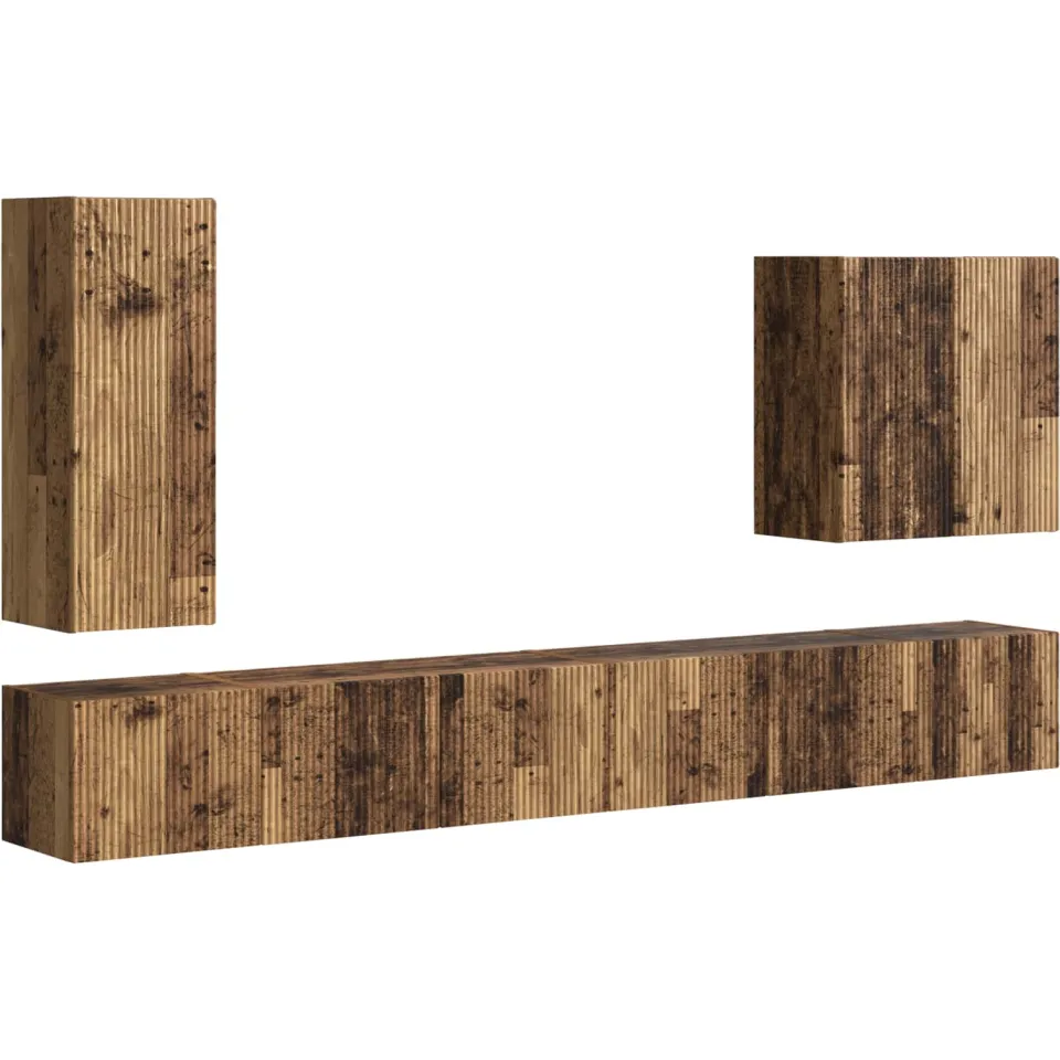 vidaXL TV Wandkast Set 6 st 78,5 x 30 x 29,5 cm Oud Hout bruin, foto 3