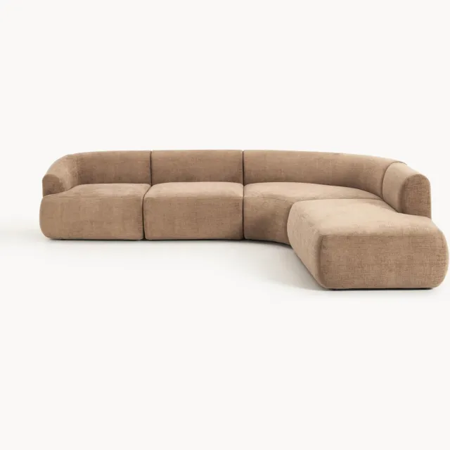 Westwing Collection Modulaire hoekbank Sofia (4-zits) Bruin