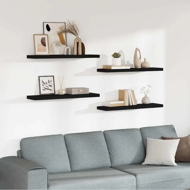 vidaXL Wandschappen zwevend 4 st 90x23,5x3,8 cm MDF zwart