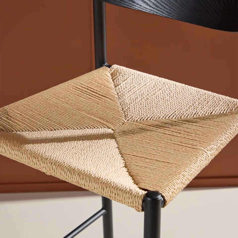 Nest living Rian barkruk met rotan zitting zwart - 67 cm, foto 4