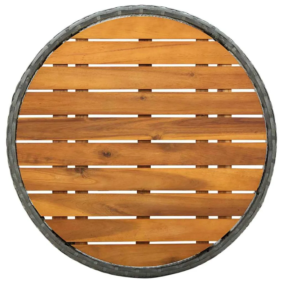 vidaXL Tafeltje 60 cm poly rattan en massief acaciahout grijs, foto 4