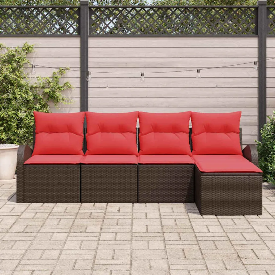 vidaXL Tuin Sofa Set 5 st Bruin poly rattan, foto 3