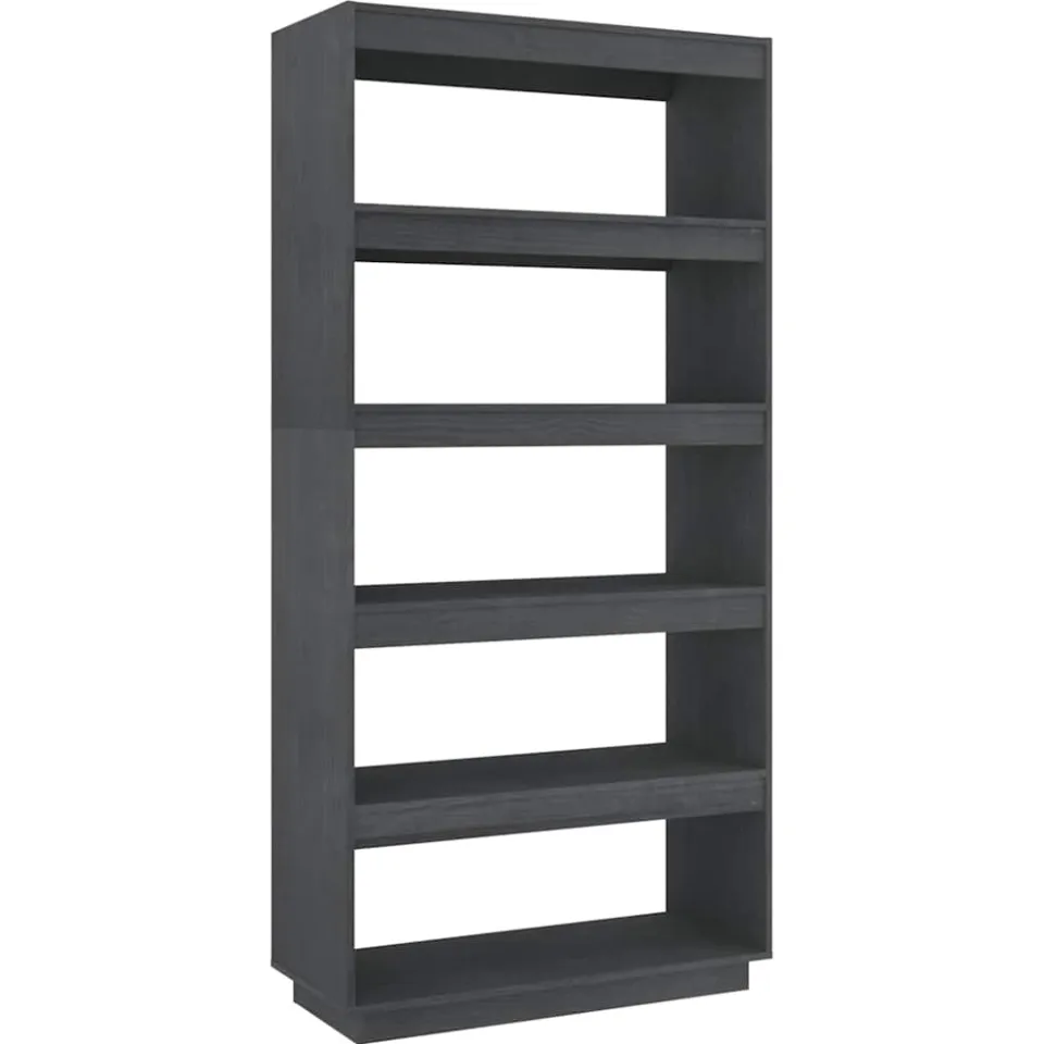 vidaXL Boekenkast/kamerscherm 80x35x167 cm massief grenenhout grijs
